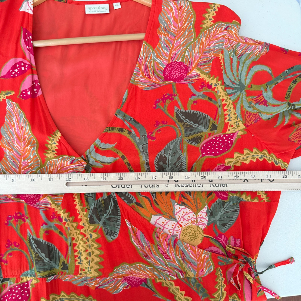 Spartina 449 Wrap Dress XXL Orange Floral Print Rosalee Tropical Vacation Resort - Picture 9 of 11